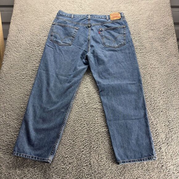 Levis 550 Jeans Mens 42x30 Blue Light Wash Cotton Relaxed Tapered Denim Workwear - Picture 5 of 10